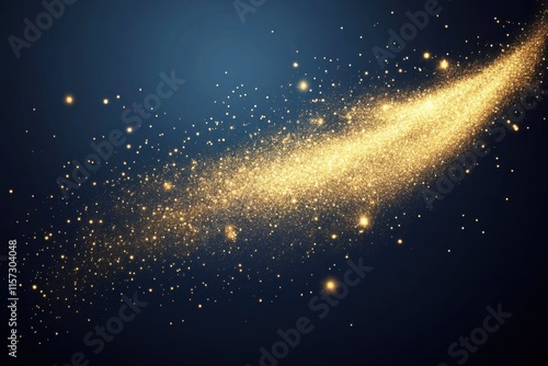 Gold glitter dust spray with golden particles, creating a dazzling festive confetti effect. photo