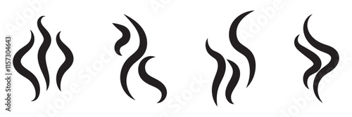 Smoke icon pack. Scent smell vector sign. Fire hot steam icon. Gas or water vapour sign.