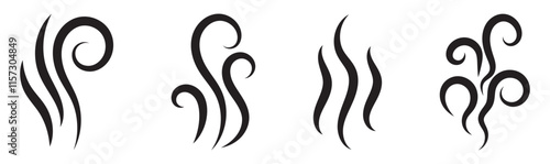 Smoke icon pack. Scent smell vector sign. Fire hot steam icon. Gas or water vapour sign.