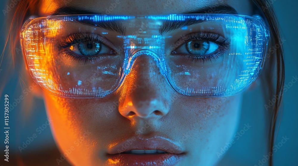 Futuristic Woman with Augmented Reality Glasses Futuristic Woman with Augmented Reality Glasses