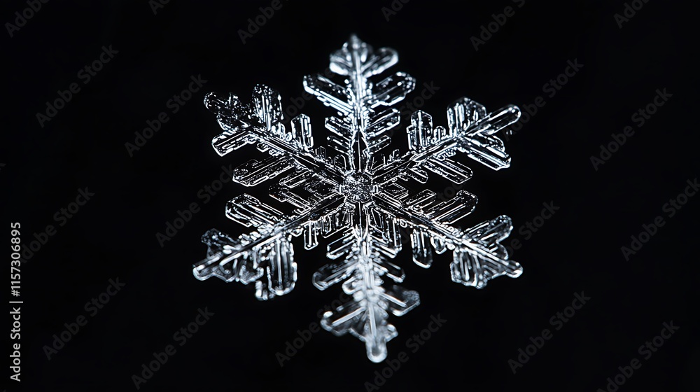 Snowflakes Falling: Capture a single snowflake falling gently against a dark background, highlighting its intricate crystal structure Snowflakes Falling: Capture a single snowflake falling gently against a dark background, highlighting its intricate crystal structure