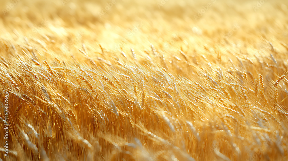 Golden wheat field gently swaying in the sunlit breeze. Golden wheat field gently swaying in the sunlit breeze.