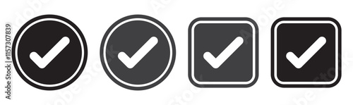Checkmark icon. Verified checkmark icon set. Vector illustration