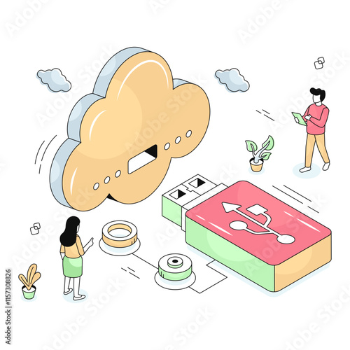 A isometric  design illustration of car battery