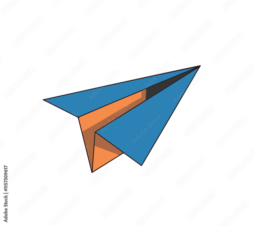 Paper plane with folded paper plane flying in the sky with no clouds in blue sky, multi-color folded paper plane flying in blue sky and no clouds in white bg. Paper plane with folded paper plane flying in the sky with no clouds in blue sky, multi-color folded paper plane flying in blue sky and no clouds in white bg.