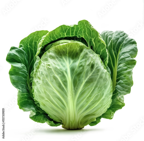 Ripe cabbage isolated on white background photo