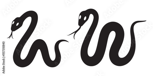 Snake Silhouette vector set on white background 