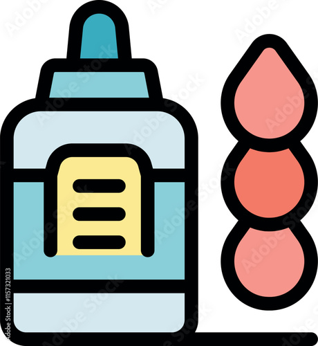 Nasal spray bottle and three pink drops representing effective treatment for rhinitis, sinusitis, and common cold symptoms