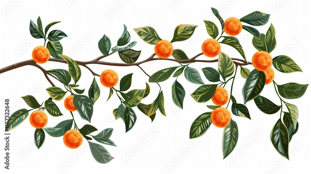 Fresh Ripe Tangerines on Mandarin Orange Tree Branch Fresh Ripe Tangerines on Mandarin Orange Tree Branch