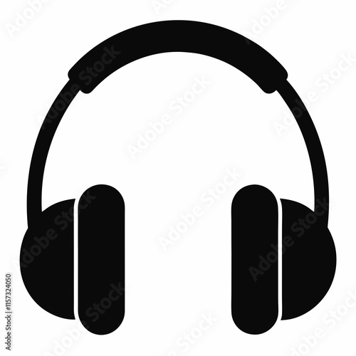 Black Headphones Silhouette Vector Art