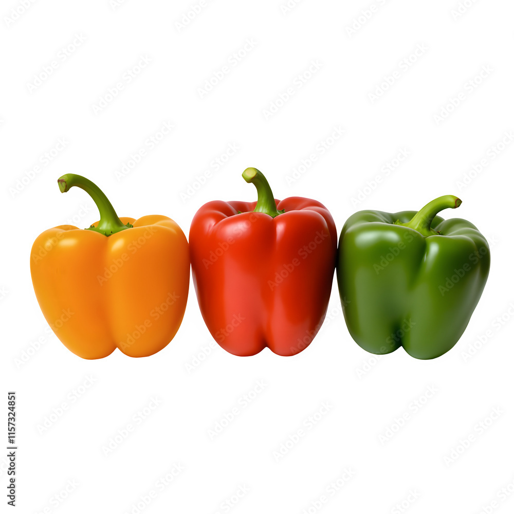 fresh organic bell peppers yellow red green vegetables isolated on transparent background healthy food ingredients, generative ai fresh organic bell peppers yellow red green vegetables isolated on transparent background healthy food ingredients, generative ai