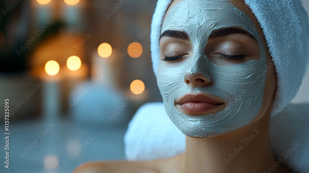 Relaxing Spa Day: Woman with a Facial Mask Relaxing Spa Day: Woman with a Facial Mask