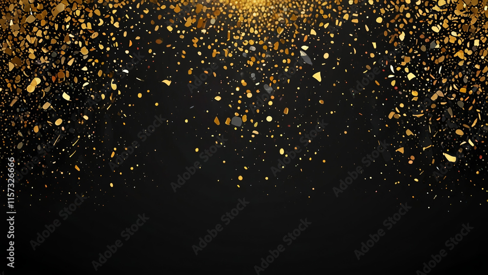 gold glitter splash art illustration. with beautiful luxury sparkling confetti on black background gold glitter splash art illustration. with beautiful luxury sparkling confetti on black background