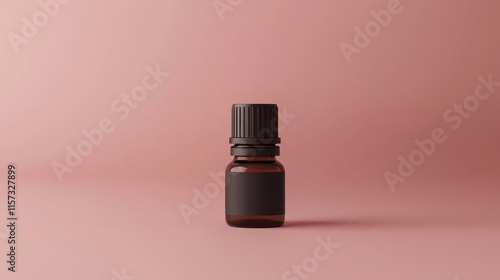 A minimalist brown bottle on a soft pink background, showcasing a clean and modern design for potential product display. photo