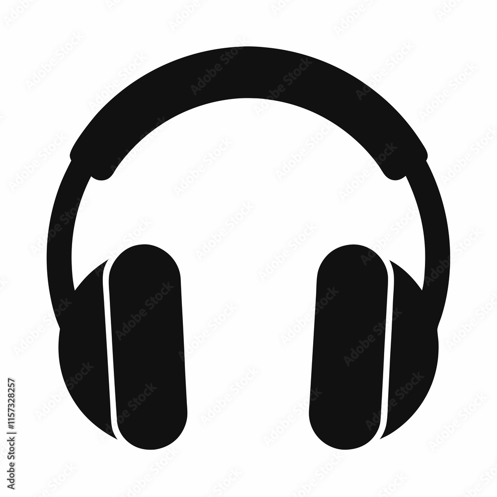 Black Headphones Silhouette Vector Art Black Headphones Silhouette Vector Art