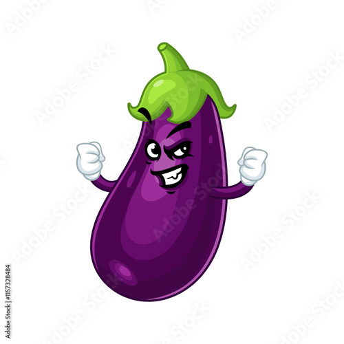 Superhero Eggplant Cartoon Character.