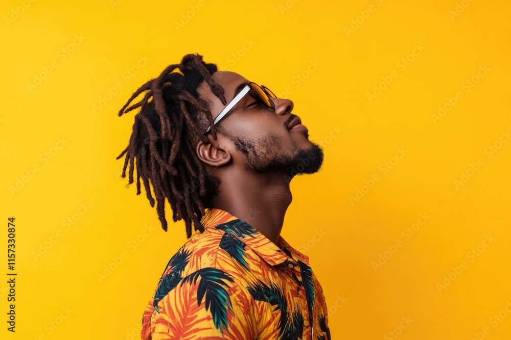 Obraz premium Confident Afro man with dreadlocks on vacation in summer.