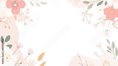 Floral Design With Soft Pastel Colors and Delicate Flowers Surrounding a Blank Space for Text or Decoration