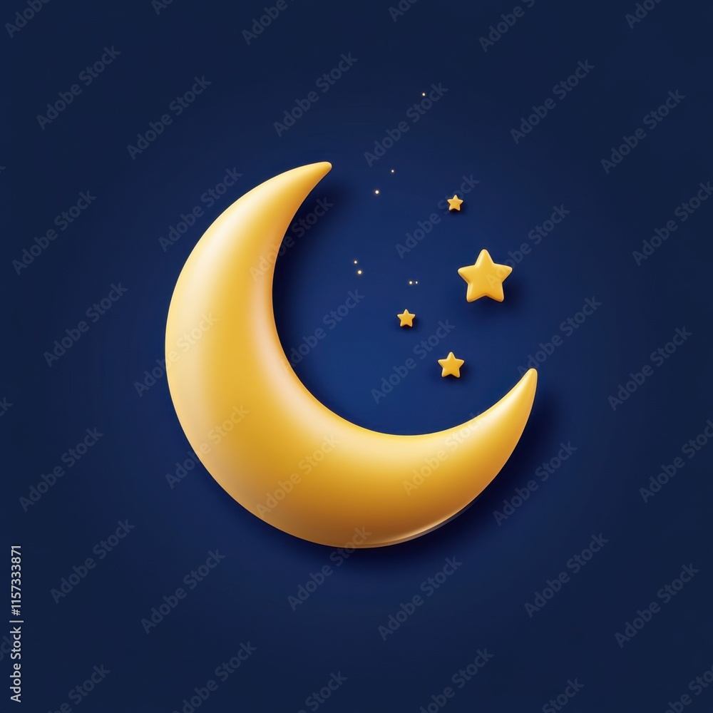 A stylized yellow crescent moon with stars against a deep blue background, evoking a dreamy nighttime atmosphere. A stylized yellow crescent moon with stars against a deep blue background, evoking a dreamy nighttime atmosphere.