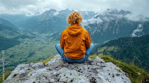 A traveler enjoying the view from a mountaintop, embodying the fulfillment of exploration and achievement