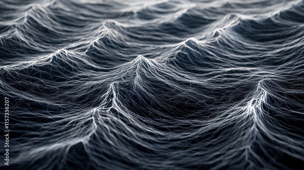 Obraz premium A close-up view of dark ocean waves, showcasing their intricate textures and dynamic motion, creating a captivating and serene marine atmosphere.
