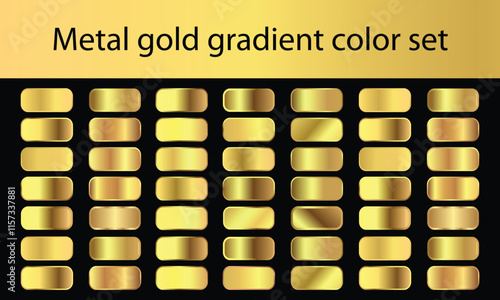 Big metal pack. Collection of gold, silver and bronze gradient for design. Vector gradients set.