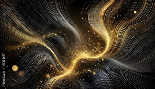 Elegant Black and Gold Abstract Wave Background: A Touch of Luxury