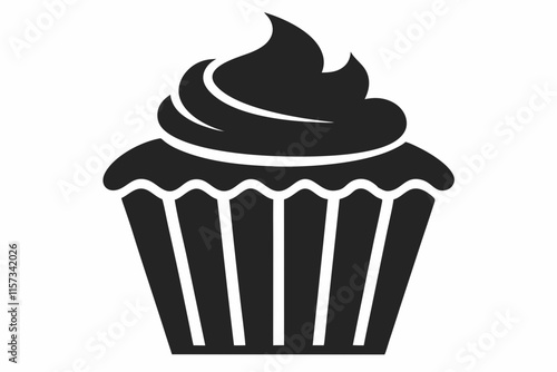 cupcake logo icon design template vector. Black cupcake Icon, muffin logo. Vector illustration isolated on white background