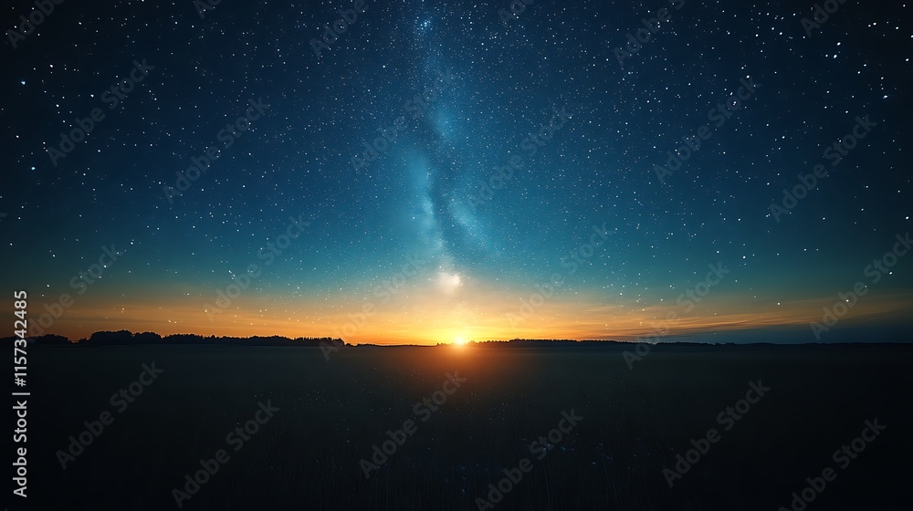 Sunset with Milky Way galaxy. Sunset with Milky Way galaxy.