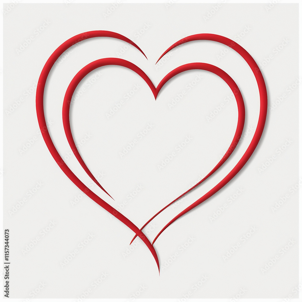 Minimalist Red Heart Outline on a White Background Minimalist Red Heart Outline on a White Background