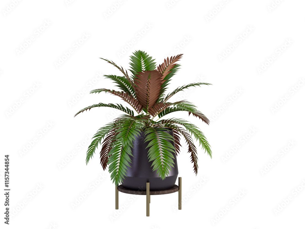Obraz premium Green Plant Pot on White Background 3D Render