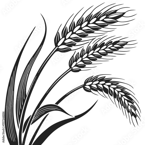 wheat stalks silhouette vector illustration 