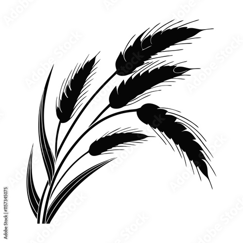 wheat stalks silhouette vector illustration 