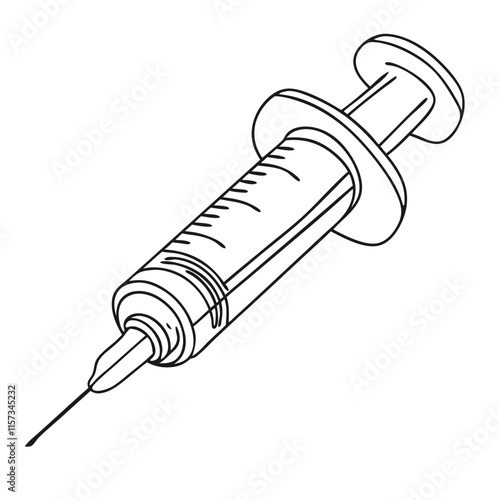 Line art of Syringe. Vector illustration 