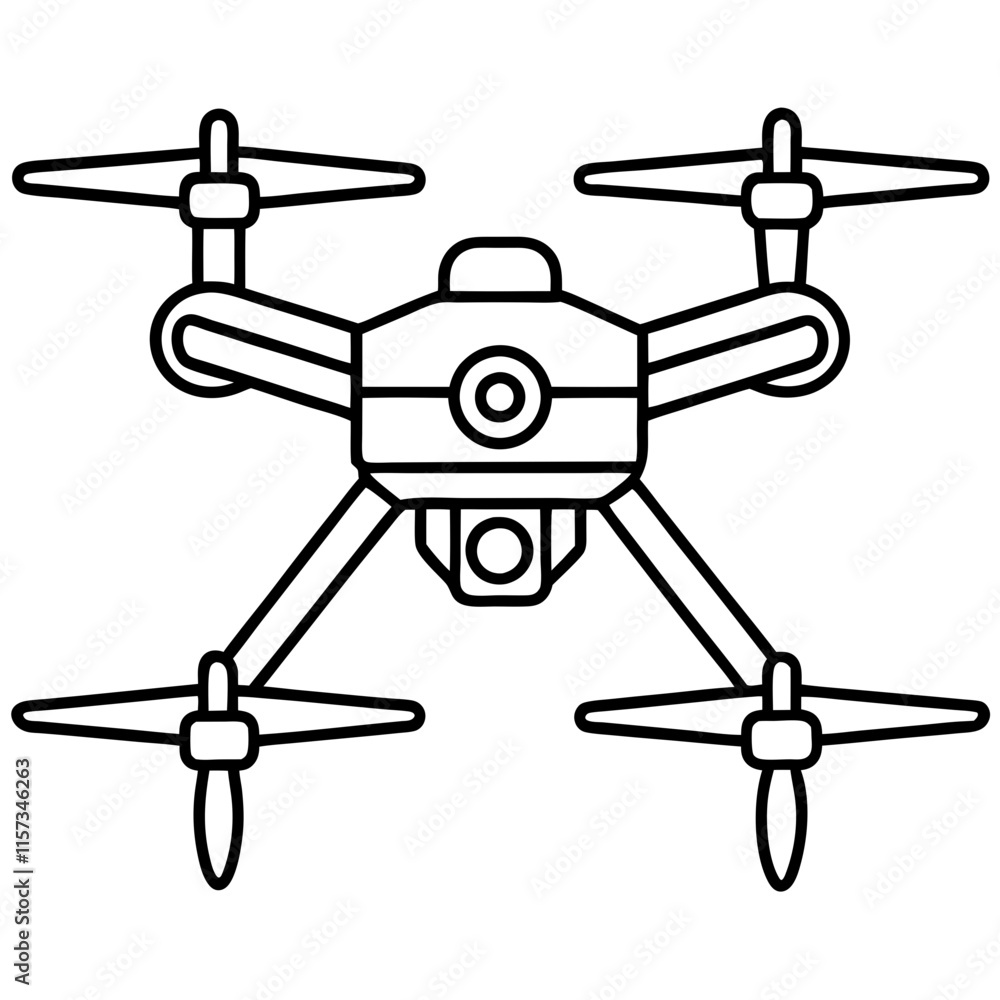 High-Quality Drone Line Drawing | Vector illustration High-Quality Drone Line Drawing | Vector illustration
