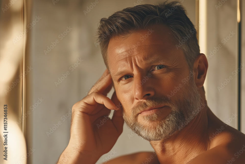 Obraz premium Man at mirror.