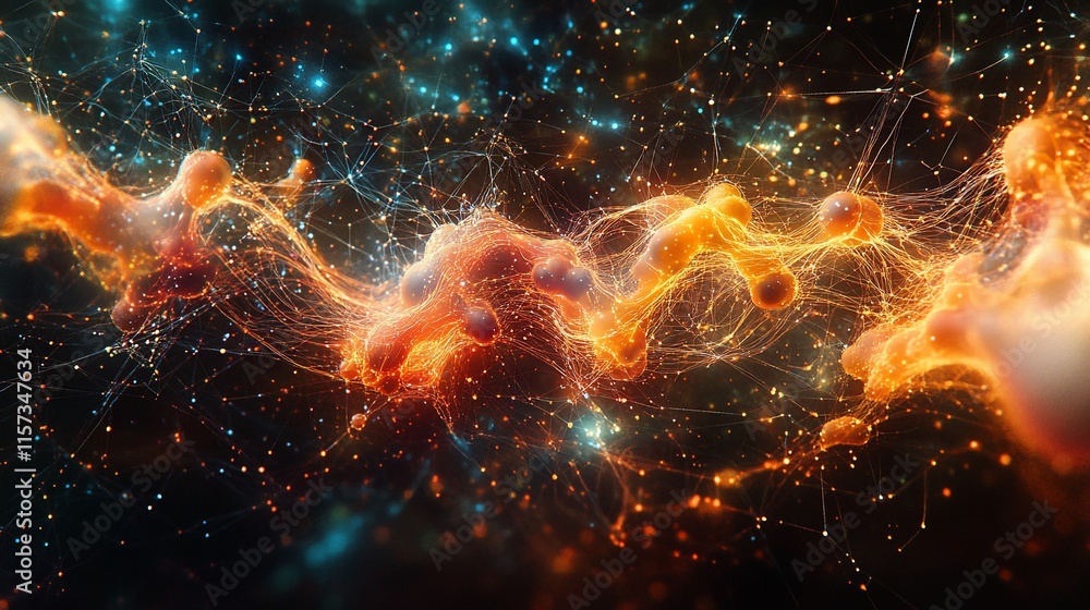 Obraz premium Abstract glowing energy flow with particles.