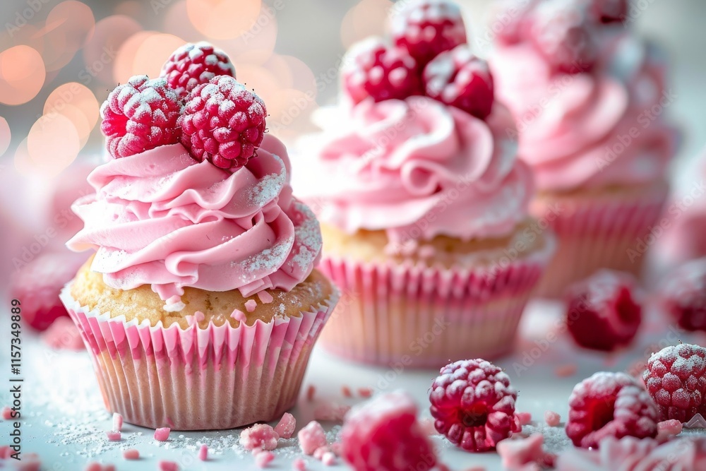 Raspberry cupcakes with pink frosting Raspberry cupcakes with pink frosting