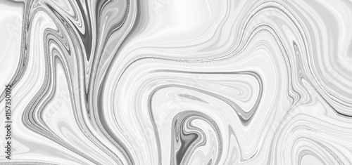 Abstract gray and white fluid art swirls effect liquid marble vector illustration. Smooth elegant gray satin texture. Luxurious marble background design. Abstract Monochrome Fluid Marble Pattern.