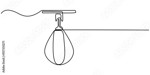 Single one line drawing punching bag. Fitness equipment concept. Continuous line draw design graphic vector illustration, Boxing training punch bag continuous one line drawing, Continuous one line.