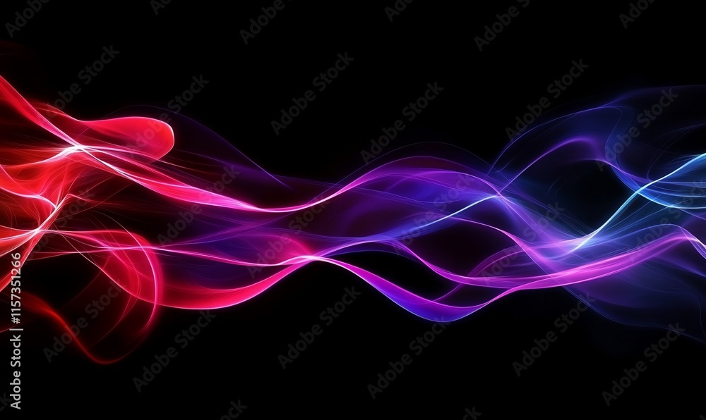 Obraz premium Abstract waves of colorful light against a dark background.