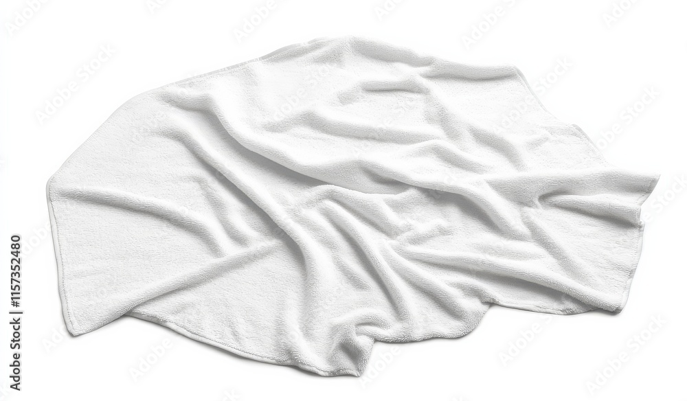 The elegance of a solitary white beach towel displayed alone. The elegance of a solitary white beach towel displayed alone.