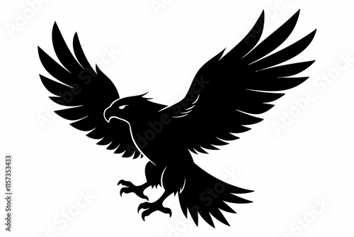 flying eagle black silhouette white background. Eagle Logo concept vector silhouette photo