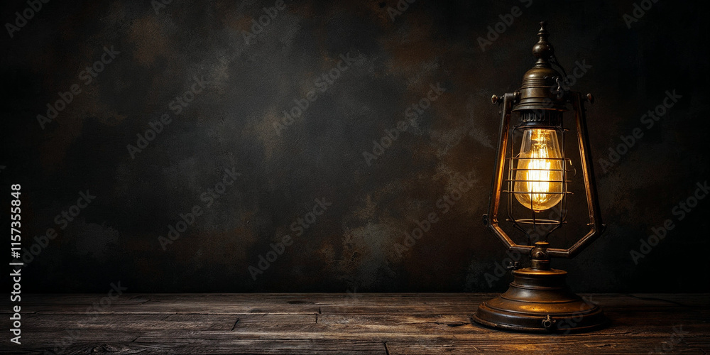 Obraz premium Concept photo of vintage lamp or old lamp or rustic lamp with space for text