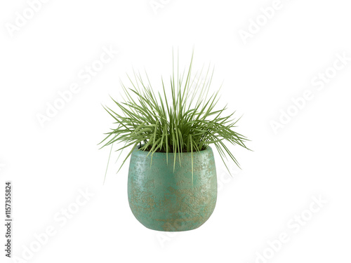 Green Plant Pot on White Background 3D Render