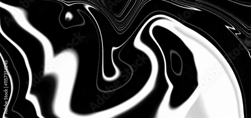 Abstract black and white fluid art swirls effect liquid marble vector illustration. Smooth elegant black satin texture. Luxurious marble background design. Abstract Monochrome Fluid Marble Pattern.