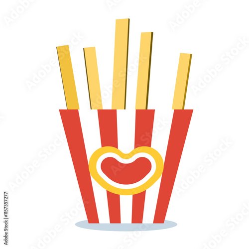 French potato pack box. Cartoon fastfood fry potato isolated illustration
