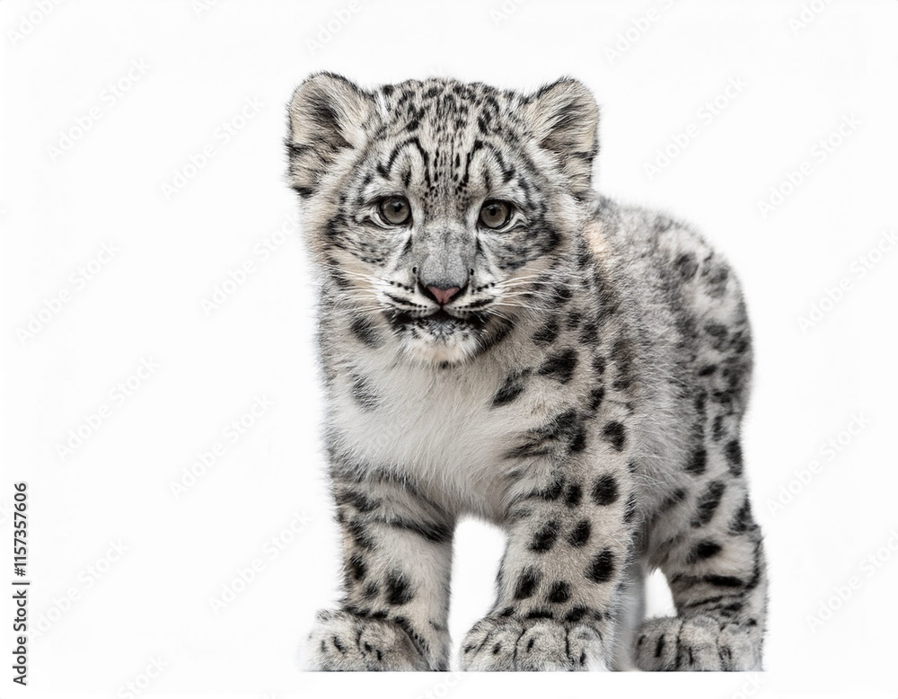 ユキヒョウの子供と白い背景(Snow leopard cub and white background)
ユキヒョウの子供と白い背景(Snow leopard cub and white background)