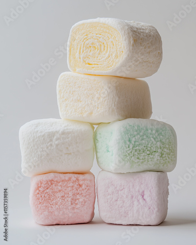 Stack of Five Pastel Colored Marshmallows