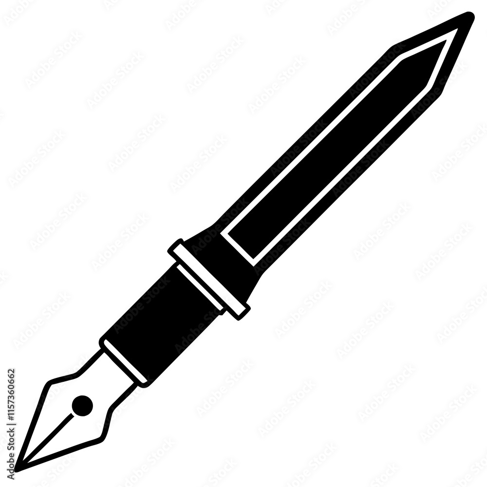 Fountain Pen Line Art Vector Design Fountain Pen Line Art Vector Design
